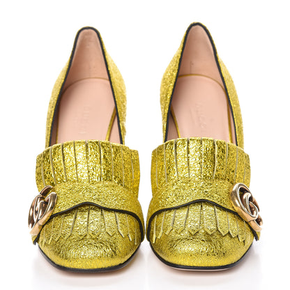 Gucci Galassia GG Marmont Fringe 105mm Loafer Pumps 34.5 Mimosa 2 of 8