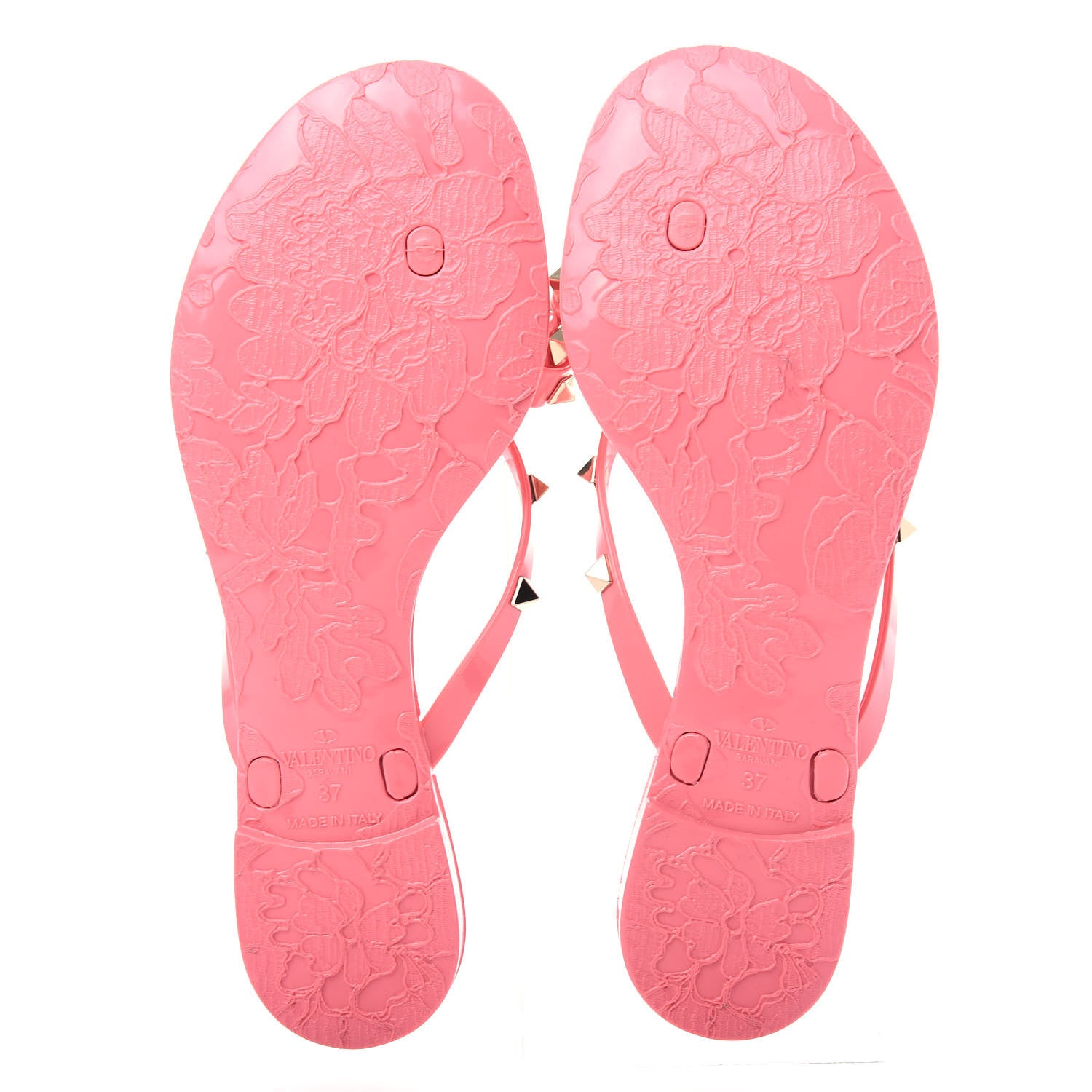 Valentino Garavani PVC Jelly Rockstud Bow Thong Sandals 37 Sweet Pink 6 of 10