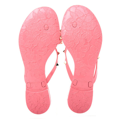 Valentino Garavani PVC Jelly Rockstud Bow Thong Sandals 37 Sweet Pink 6 of 10