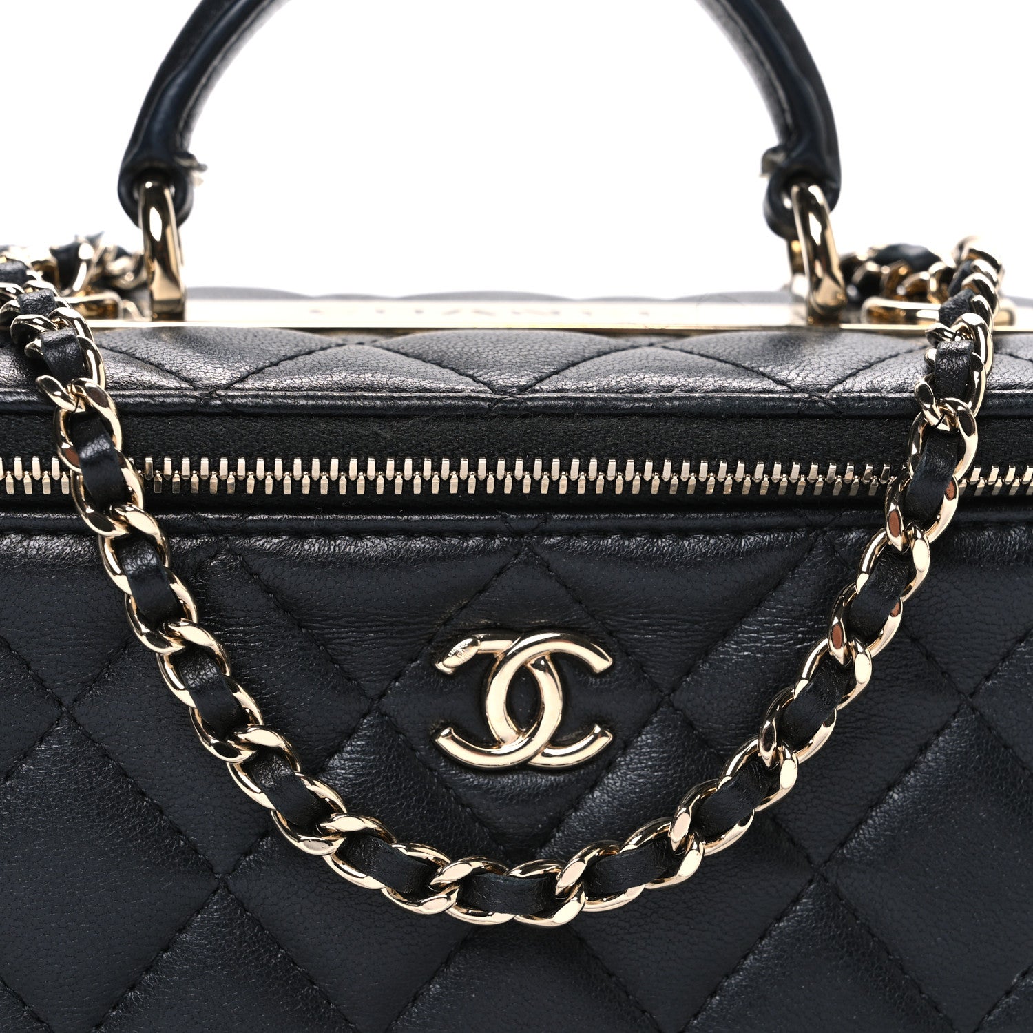 Chanel Lambskin Quilted Trendy Small Top Handle Vanity Case With Chain Black 8 of 10
