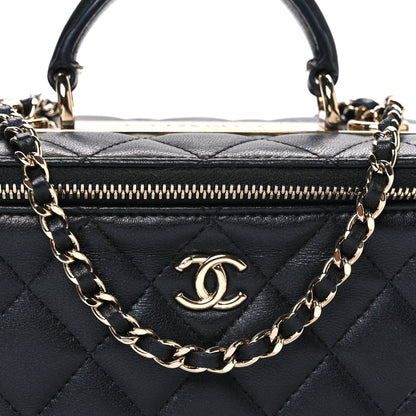 Chanel Lambskin Quilted Trendy Small Top Handle Vanity Case With Chain Black 8 of 10
