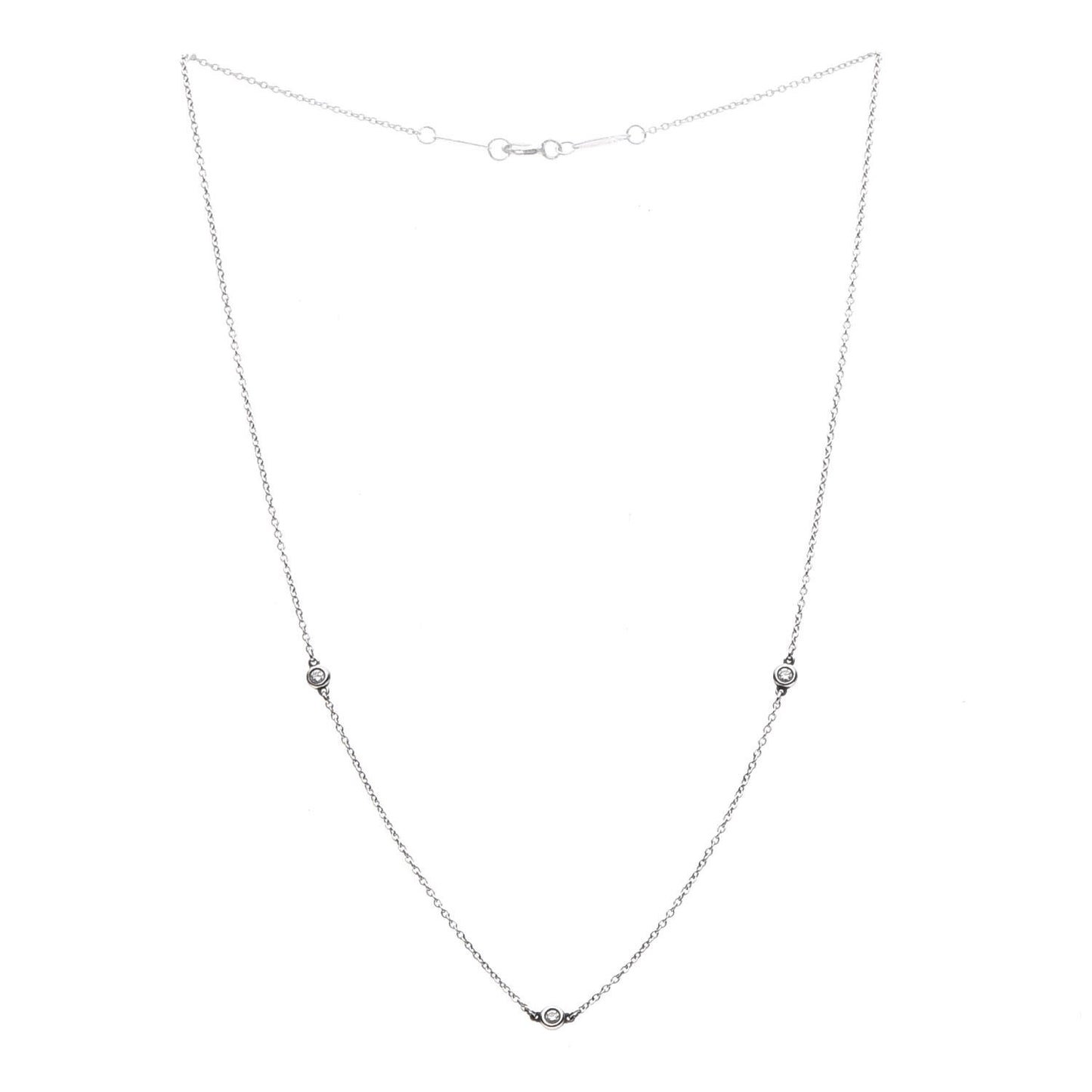Sterling Silver Diamond .09ctw Elsa Peretti Diamonds by the Yard Three Station Necklace
