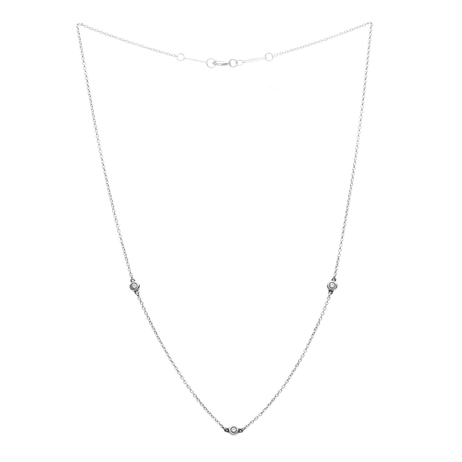 Tiffany Sterling Silver Diamond .09ctw Elsa Peretti Diamonds by the Yard Three Station Necklace 3 of 9
