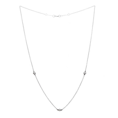 Tiffany Sterling Silver Diamond .09ctw Elsa Peretti Diamonds by the Yard Three Station Necklace 3 of 9
