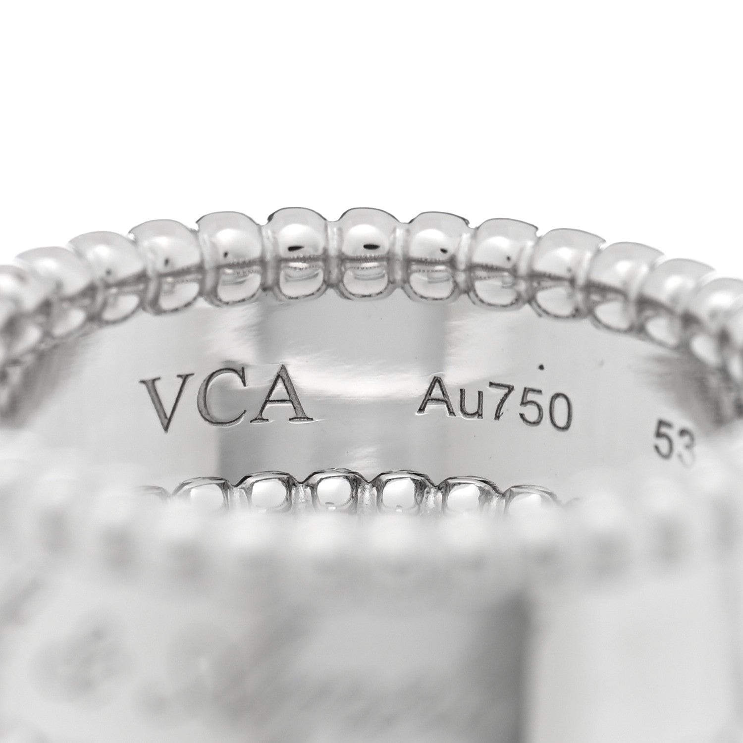 Van Cleef & Arpels 18K White Gold Perlee Signature Ring 53 6.5 4 of 5