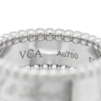 Van Cleef & Arpels 18K White Gold Perlee Signature Ring 53 6.5 4 of 5