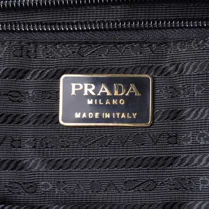 Prada Tessuto Nylon Calfskin Crocodile Embossed Tote Brown 5 of 8