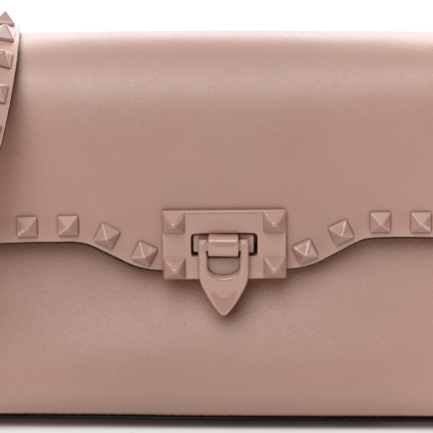Valentino Garavani Vitello Monochrome Medium Rockstud Flip Lock Crossbody Bag Poudre 7 of 9