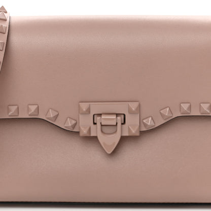 Valentino Garavani Vitello Monochrome Medium Rockstud Flip Lock Crossbody Bag Poudre 7 of 9
