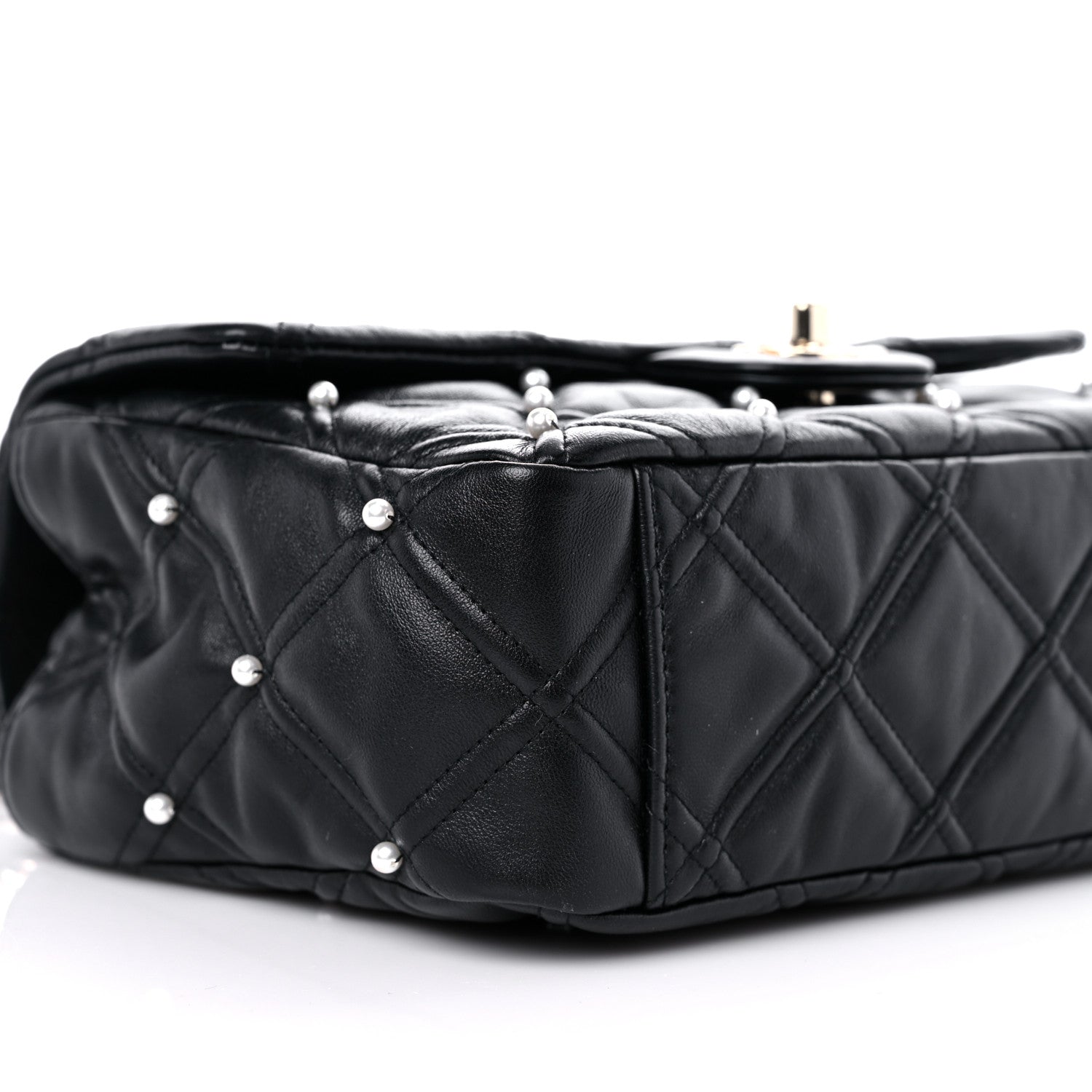 Chanel Lambskin Quilted Pearl Studded Flap Black 8 of 10