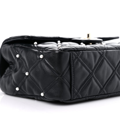 Chanel Lambskin Quilted Pearl Studded Flap Black 8 of 10