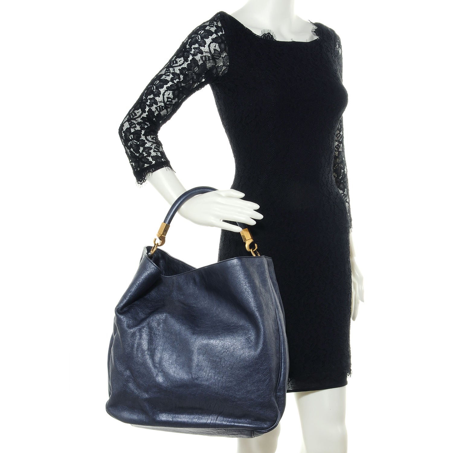 Saint Laurent Leather Large Roady Navy 2 of 10