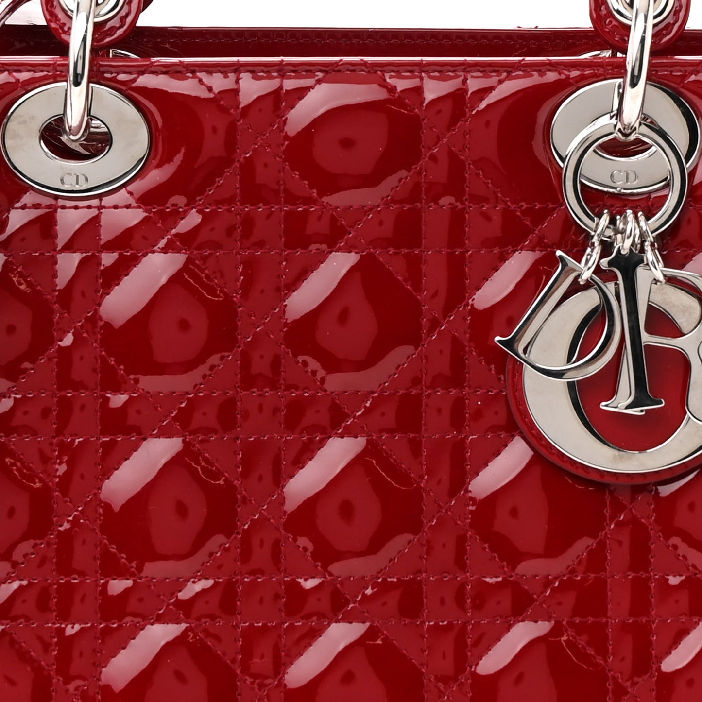 Patent Cannage Medium Lady Dior Red