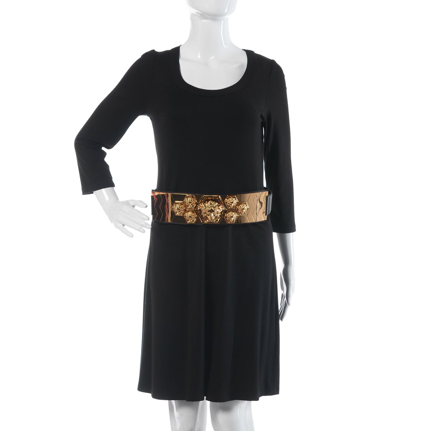 Calfskin Medusa Hass Brothers Waist Belt 90 36 Black
