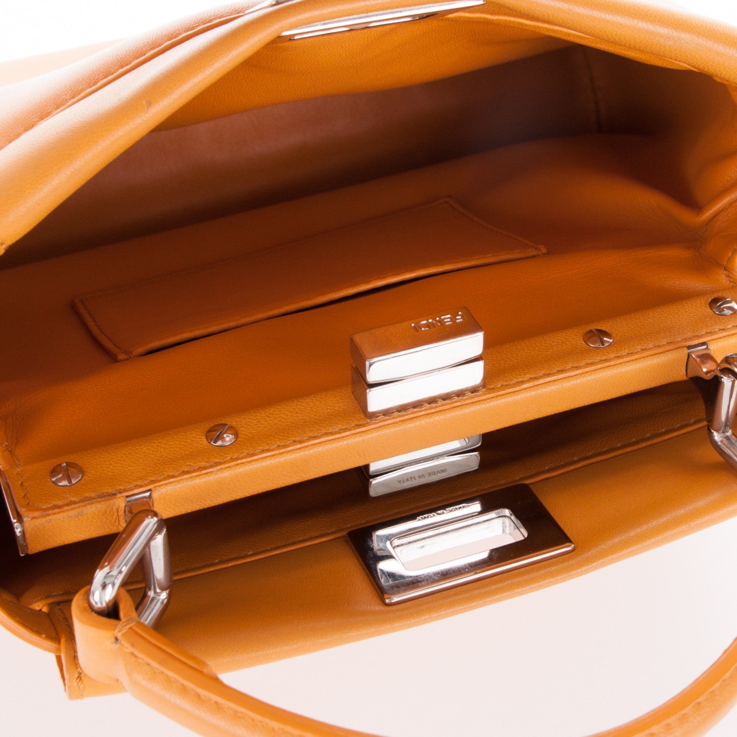 Fendi Nappa Mini Peekaboo Iconic Satchel Giallo Syrup 6 of 8