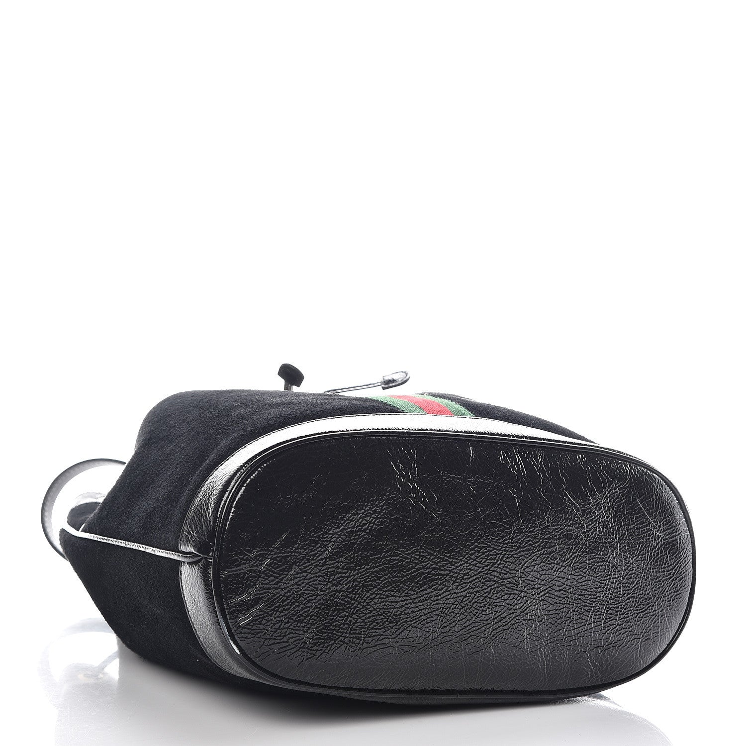 Gucci Suede Patent Web Medium Rajah Bucket Bag Black 4 of 16