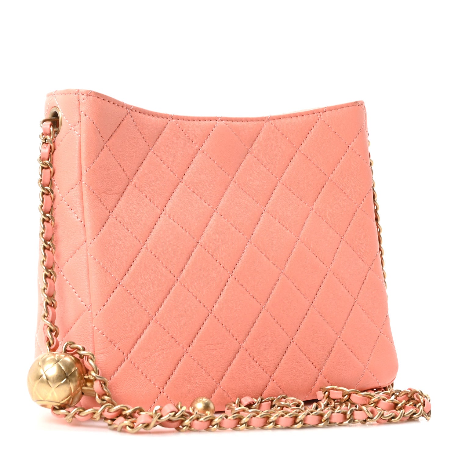 Chanel Lambskin Quilted Small Pearl Crush Hobo  Coral 3 of 10