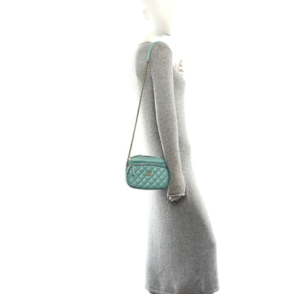 Chanel Calfskin Quilted Day Trips Camera Case Turquoise 2 of 11