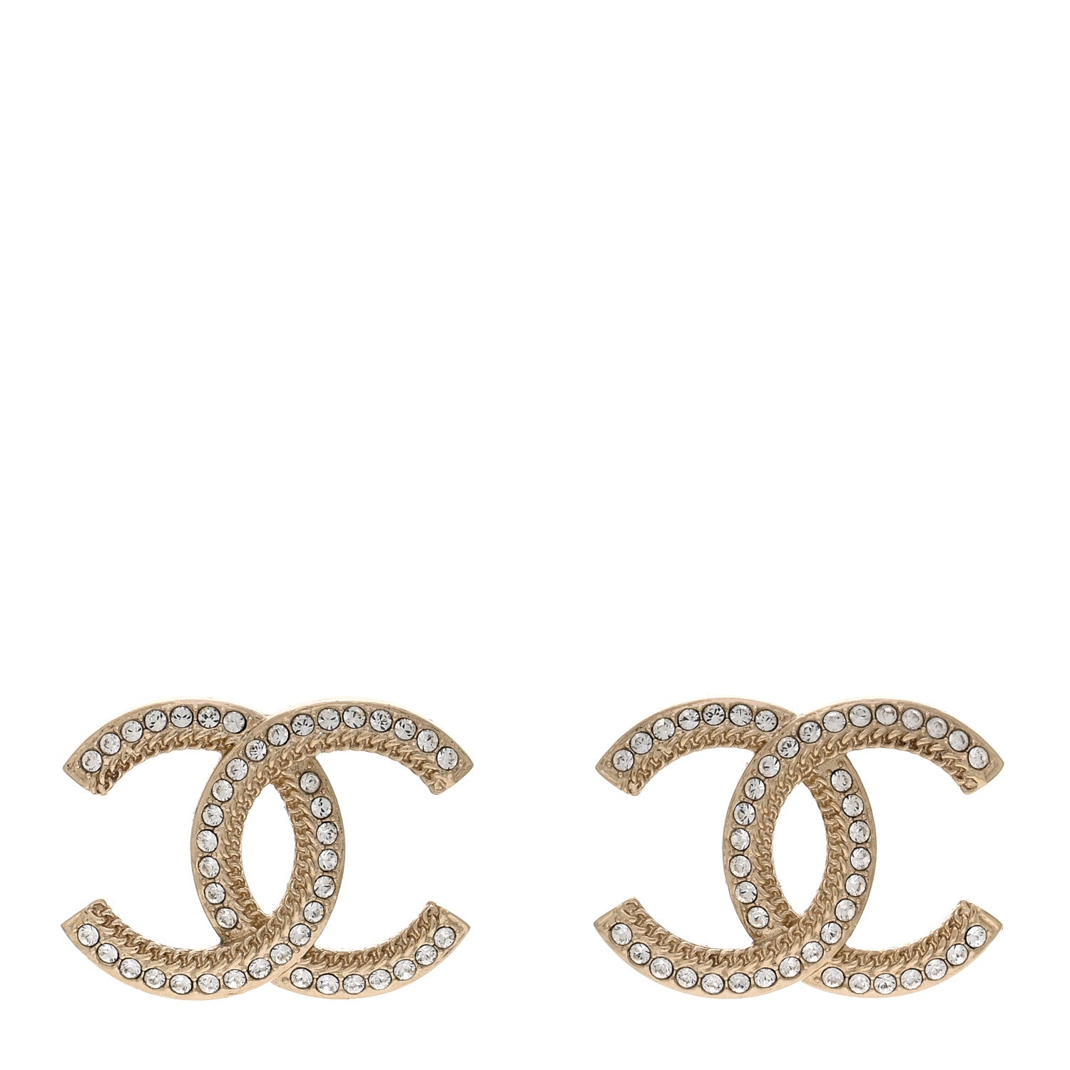 Chanel Crystal CC Earrings Light Gold 1 of 4