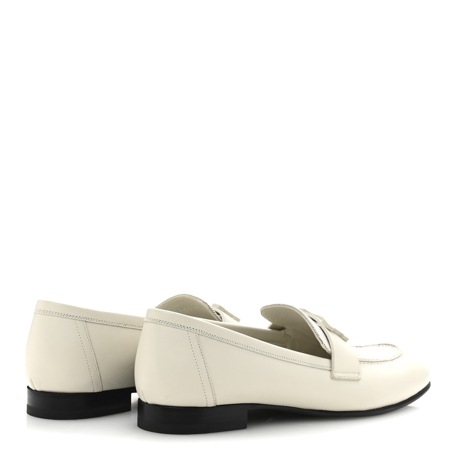 Hermes Calfskin H Canvas Womens Paris Loafers 39 Beige Glaise Prunoir 5 of 10