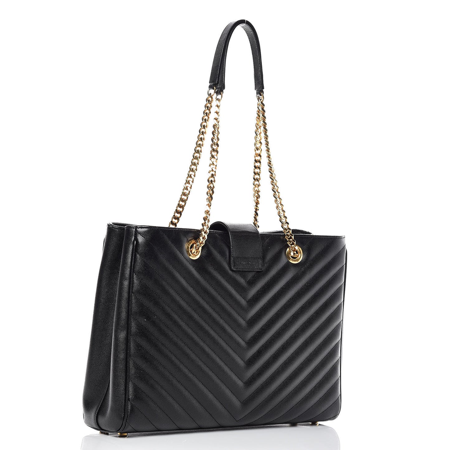 Grain De Poudre Matelasse Chevron Monogram Shopping Bag Black