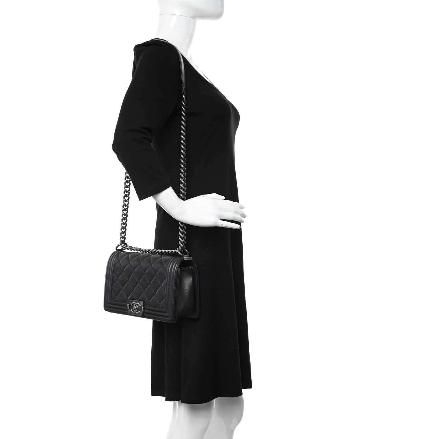 Chanel Calfskin Quilted Medium Boy Flap Black 2 of 10