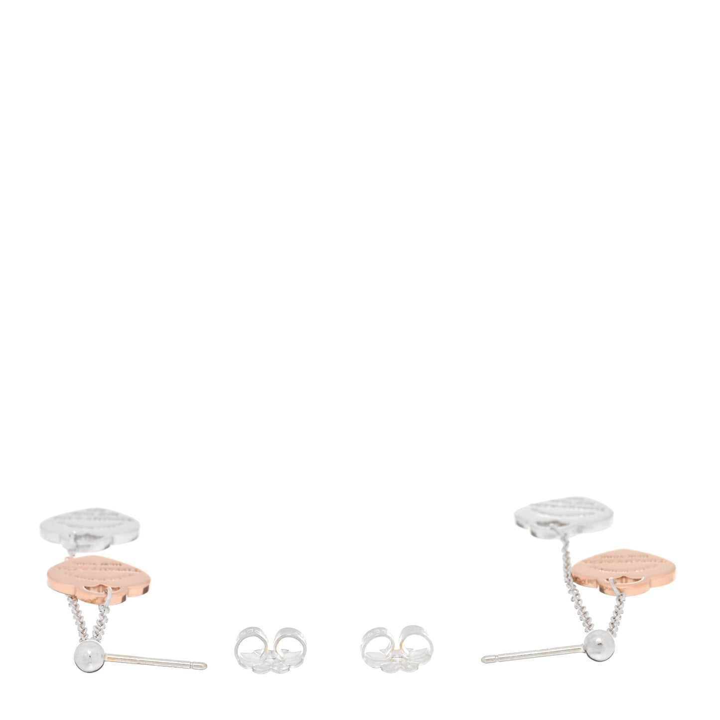 Sterling Silver Rubedo Heart Tag Drop Earrings