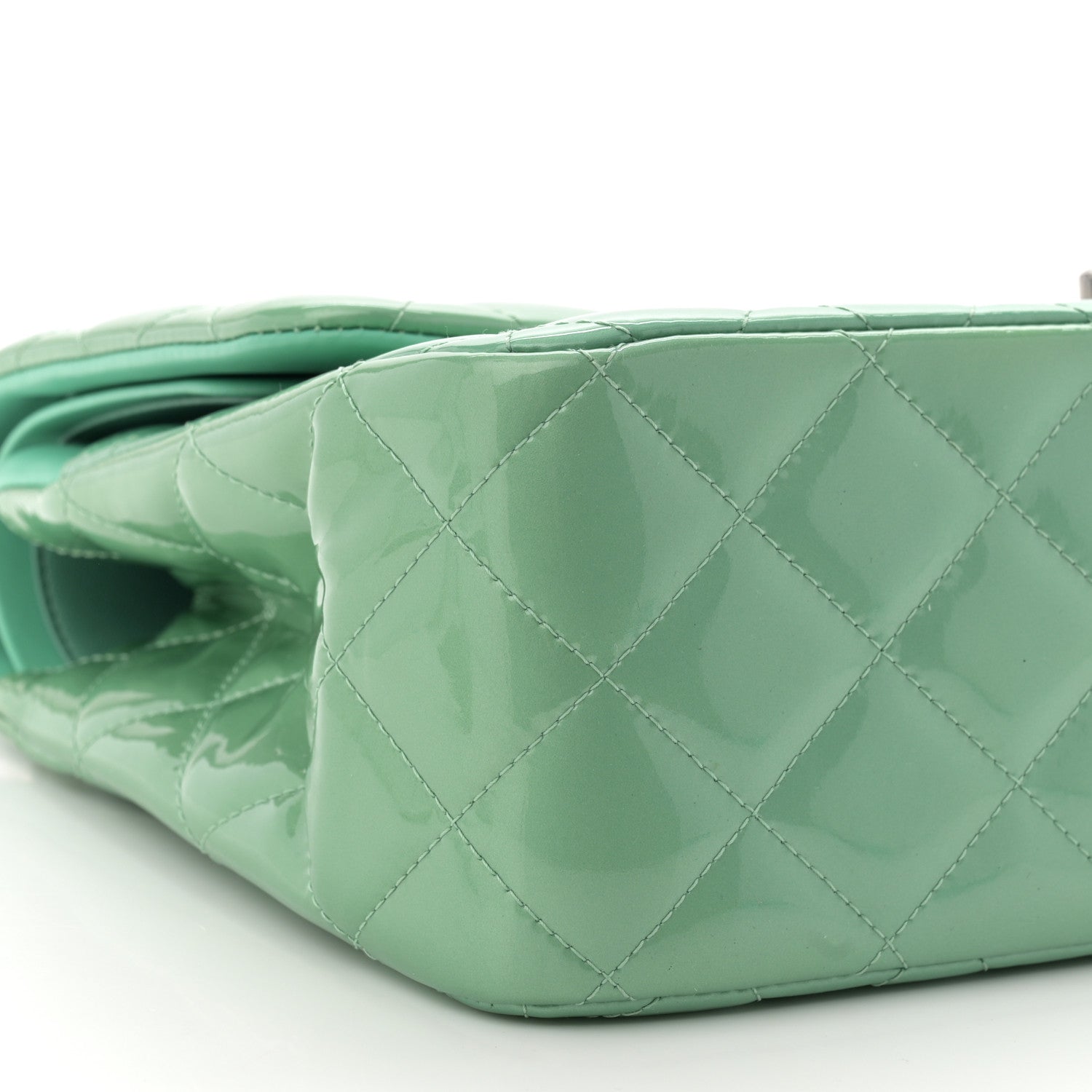 Chanel Patent Quilted Jumbo Double Flap Green 9 of 11