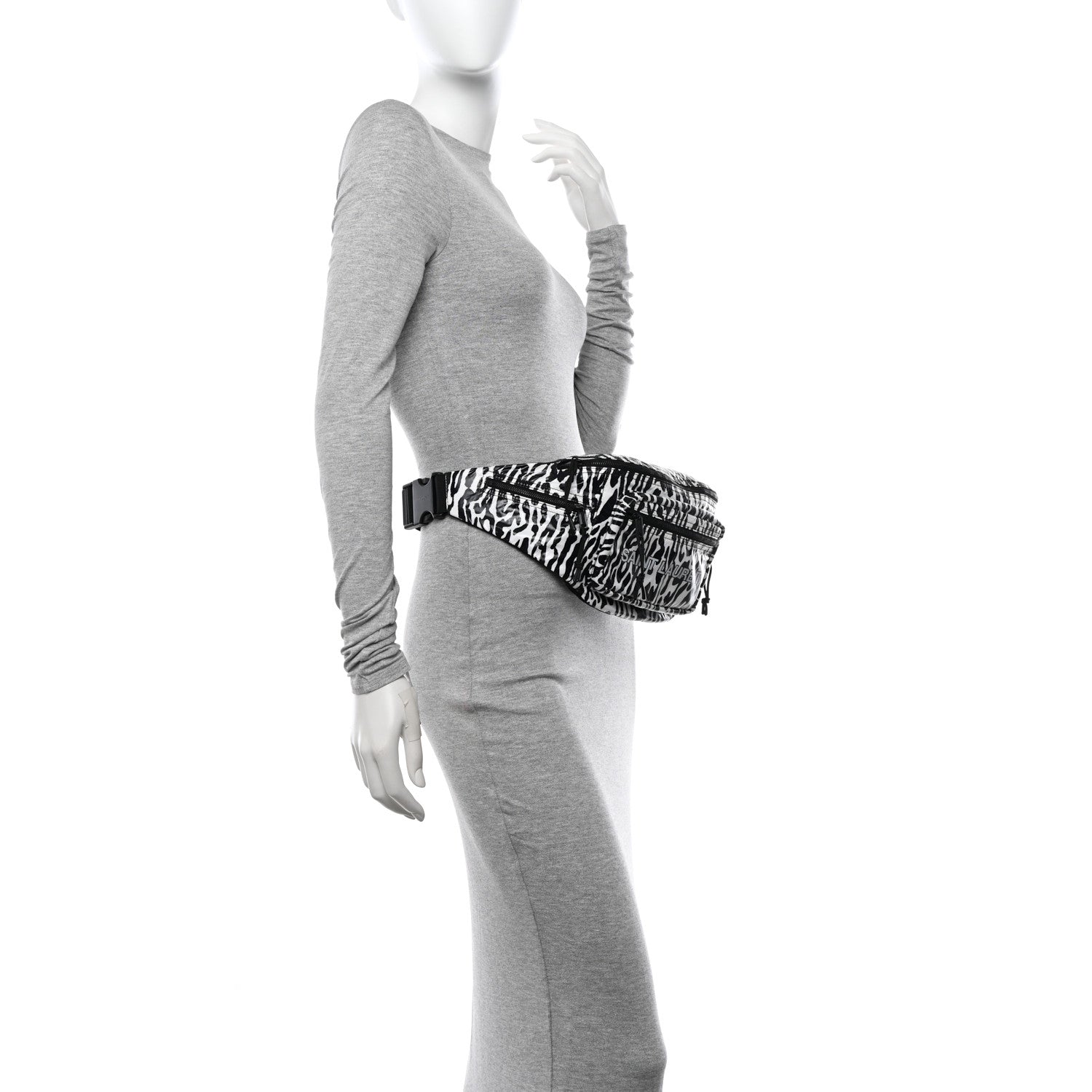 Saint Laurent Nylon Leopard Print Belt Bag Black 2 of 10