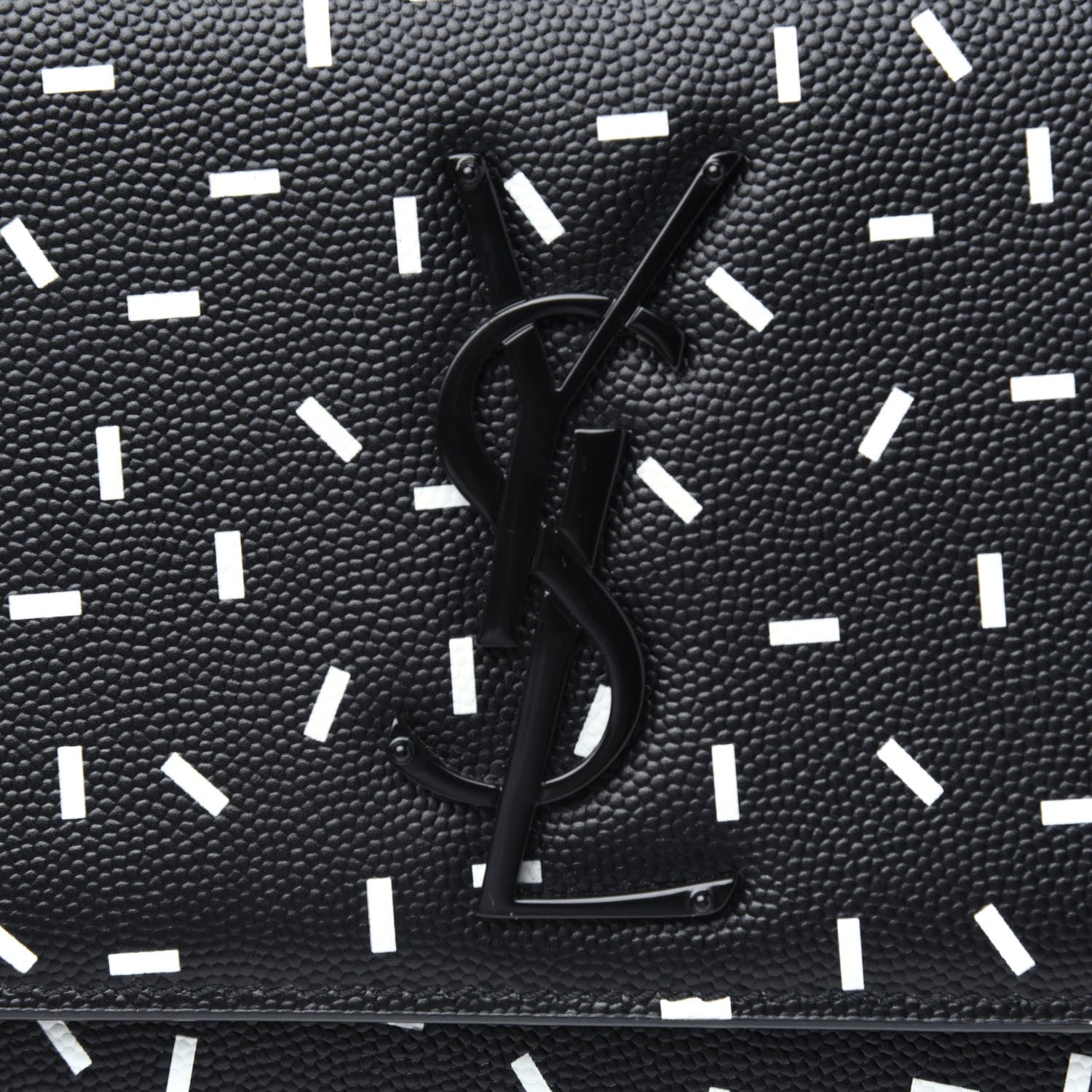 Saint Laurent Grain De Poudre Small Monogram Kate Satchel Black White 11 of 11