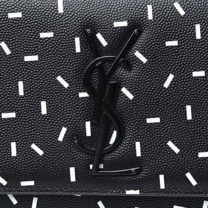 Saint Laurent Grain De Poudre Small Monogram Kate Satchel Black White 11 of 11