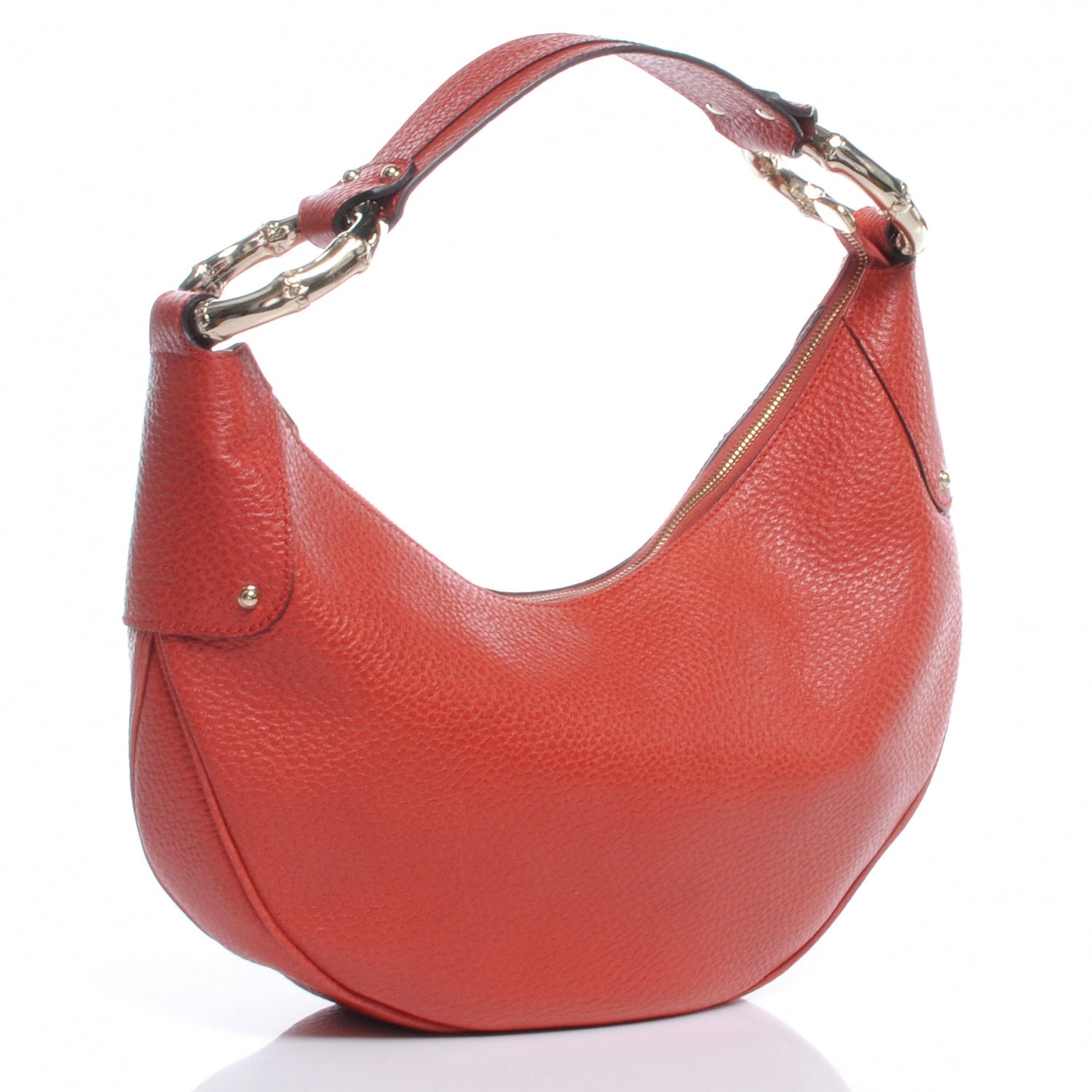 Gucci Leather Web Bamboo Ring Hobo Red 3 of 7