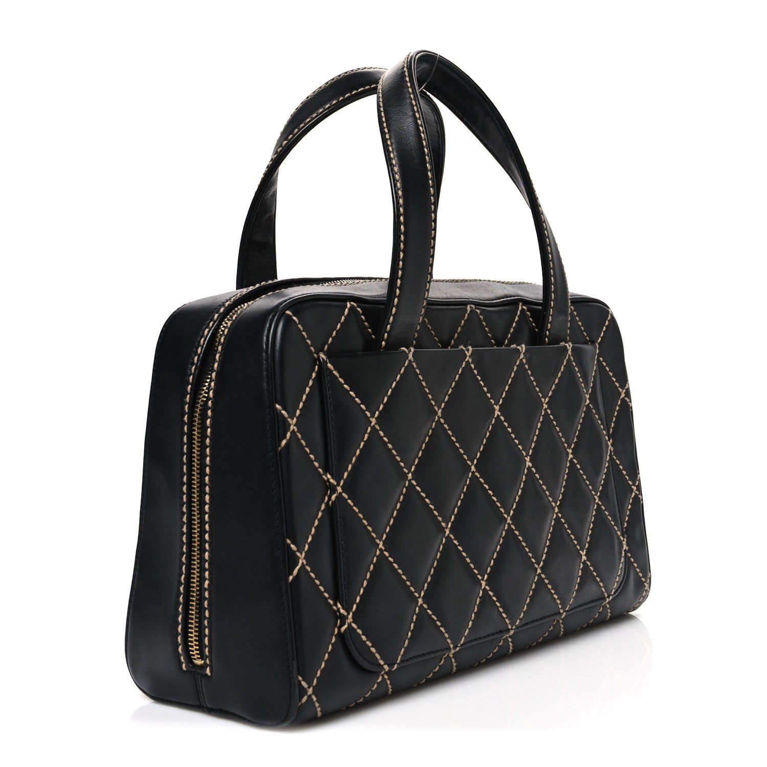 Chanel Calfskin Wild Stitch Top Handle Bag Black 3 of 10