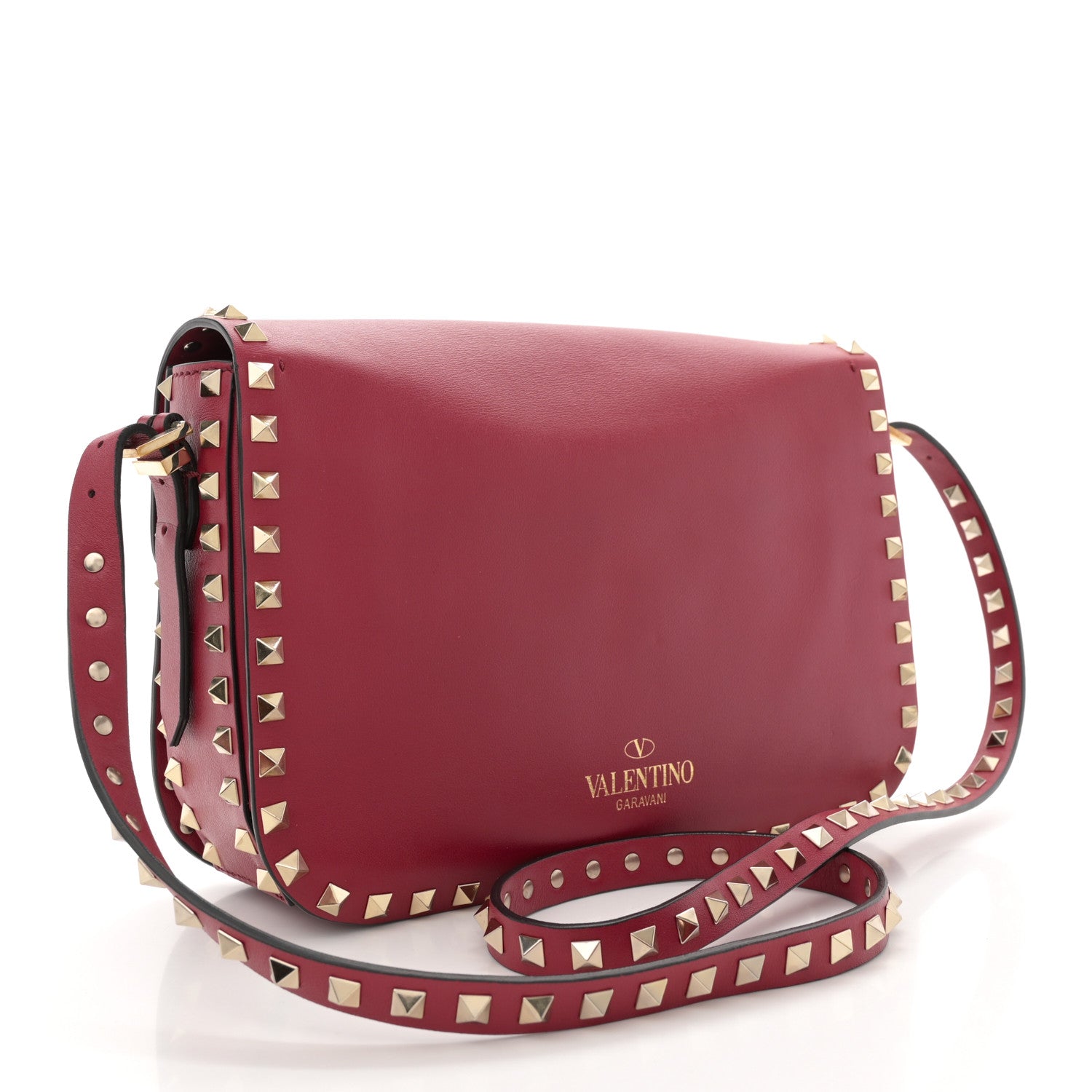 Valentino Garavani Vitello Medium Rockstud Flap Saddle Bag Scarlet 3 of 13