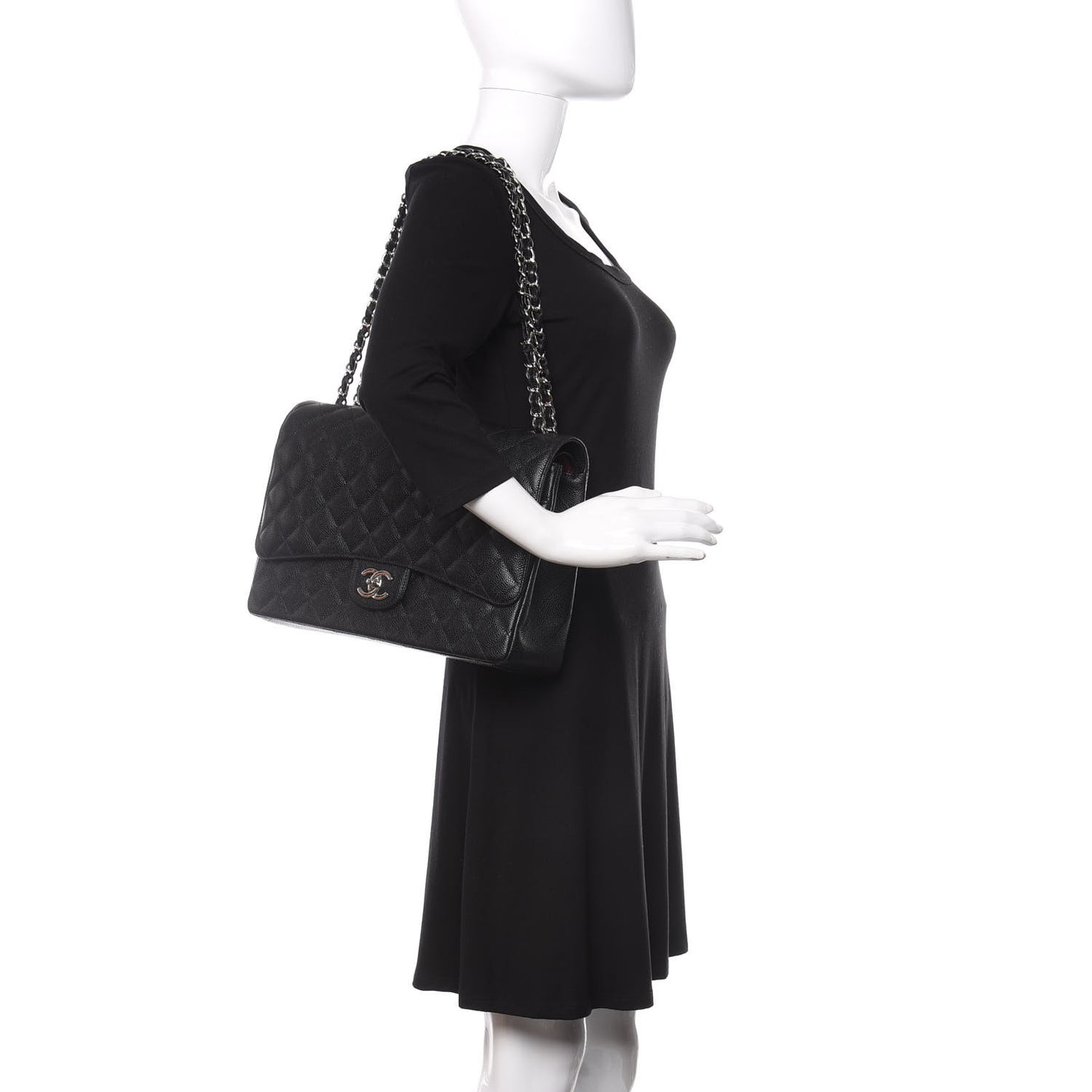 Caviar Quilted Maxi Double Flap Black