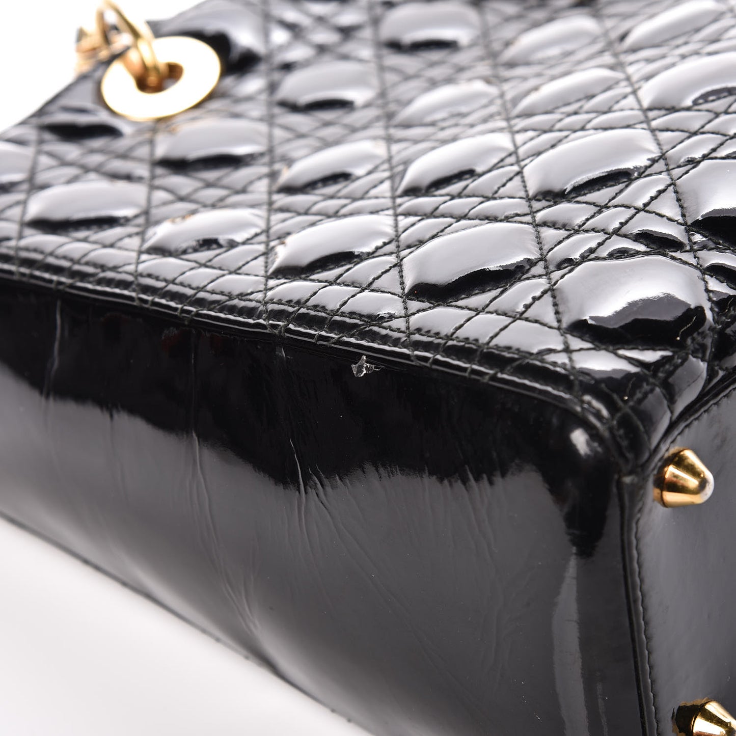 Patent Cannage Large Lady Dior Black