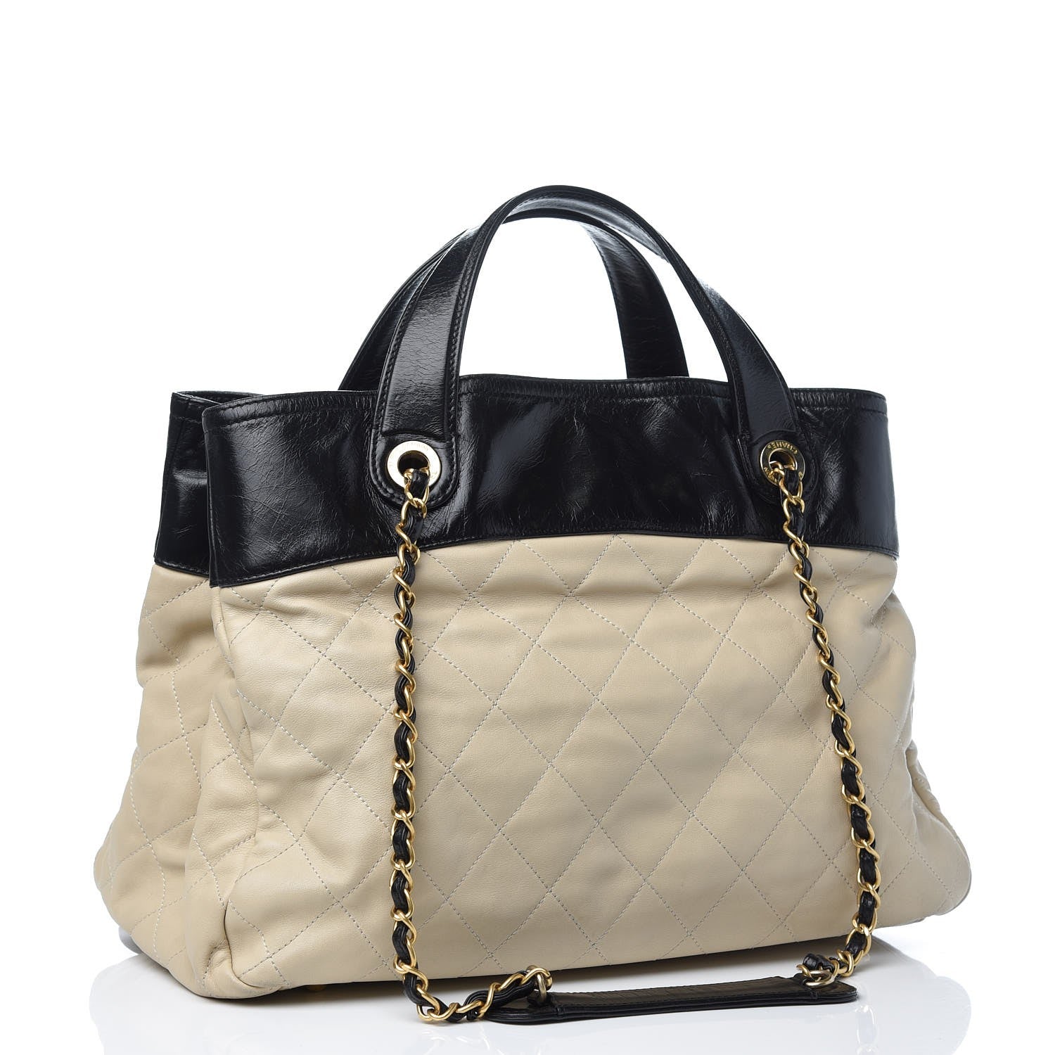 Chanel Calfskin Quilted In The Mix Shopping Tote Beige Black 4 of 15