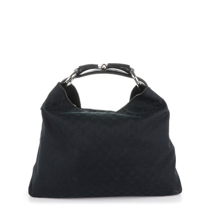 Gucci Monogram Large Horsebit Chain Hobo Black 1 of 7