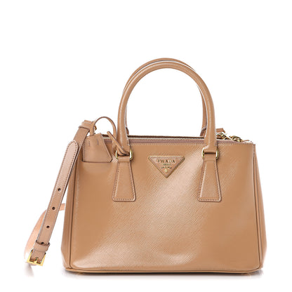 Prada Saffiano Vernice Mini Galleria Double Zip Tote Noisette 1 of 7