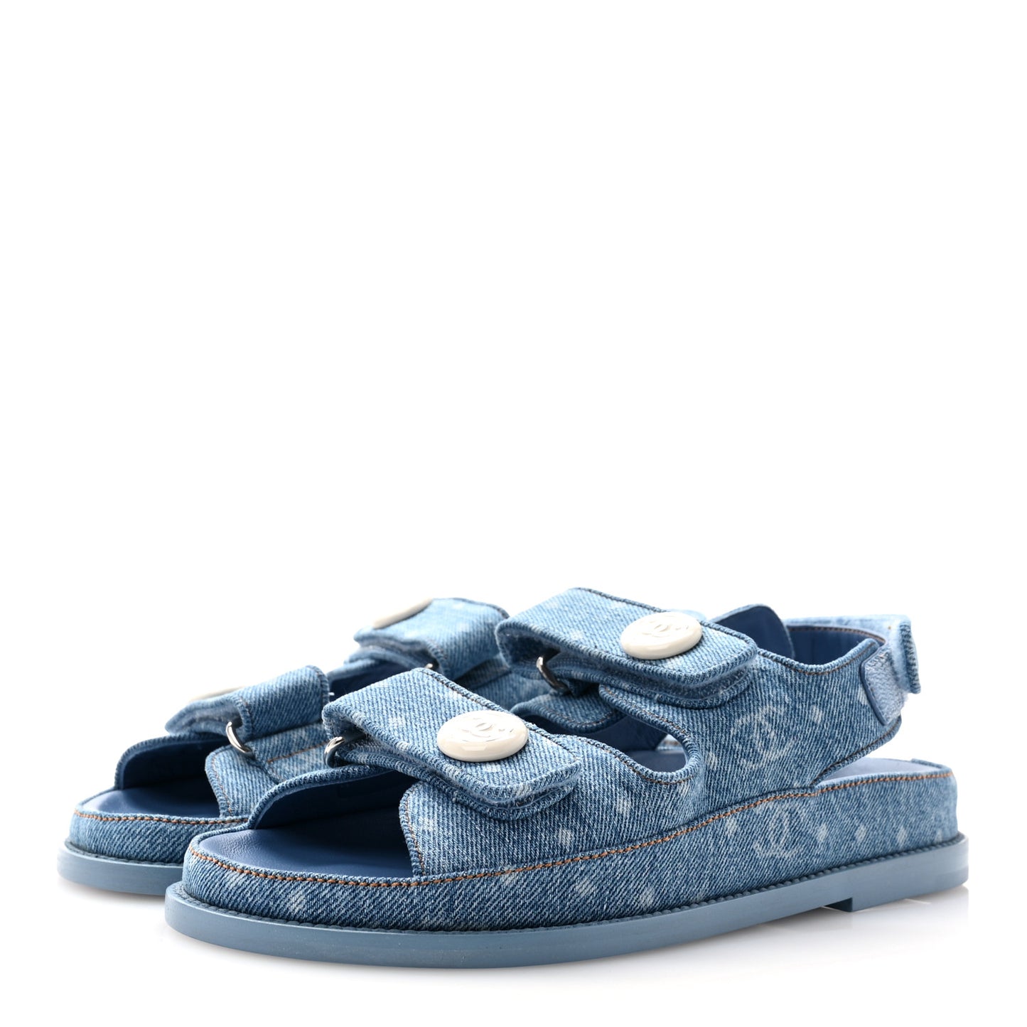 Printed Denim CC Dad Sandals 36 Light Blue