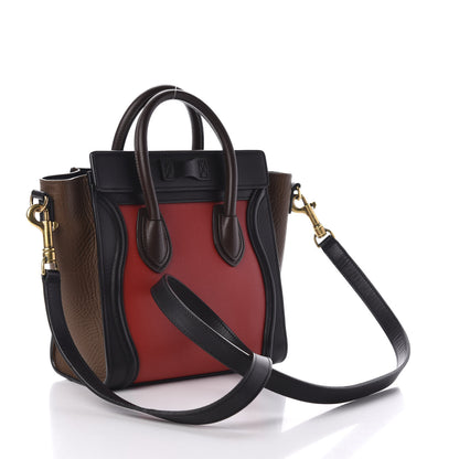 Celine Calfskin Bullhide Nano Tri-Color Luggage Bright Red 3 of 9