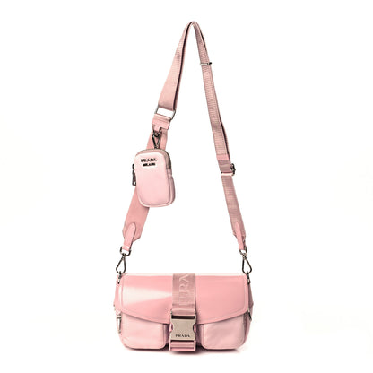 Prada Re-Nylon Spazzolato Double Pocket Buckle Shoulder Bag Alabastro 1 of 12