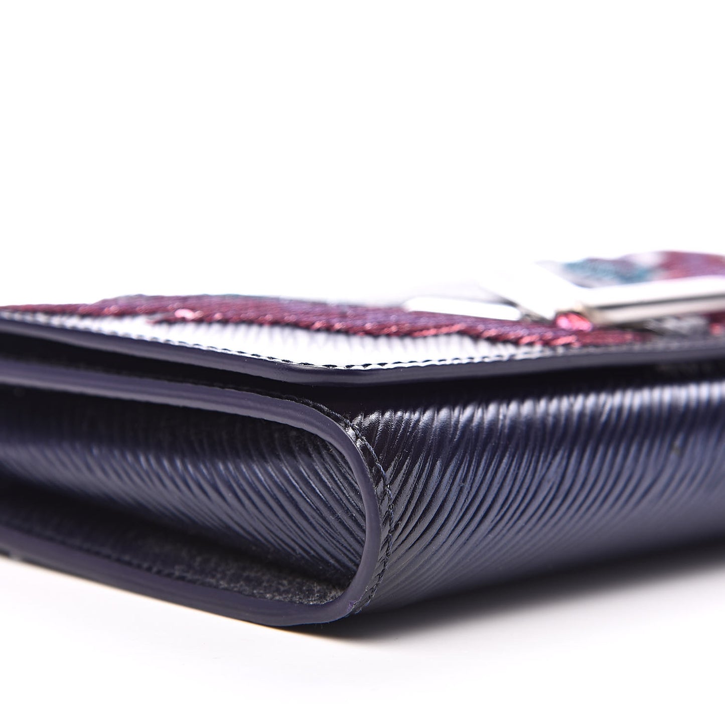Epi Sequins Flame Twist Chain Wallet Blue Nuit