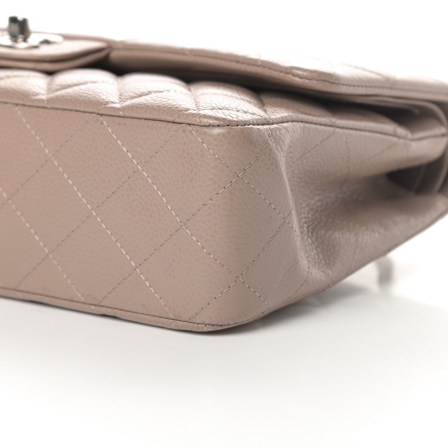 Caviar Quilted Medium Double Flap Taupe