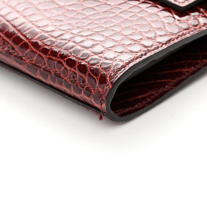 Hermes Shiny Alligator Kelly Longue Wallet Bourgogne 10 of 10