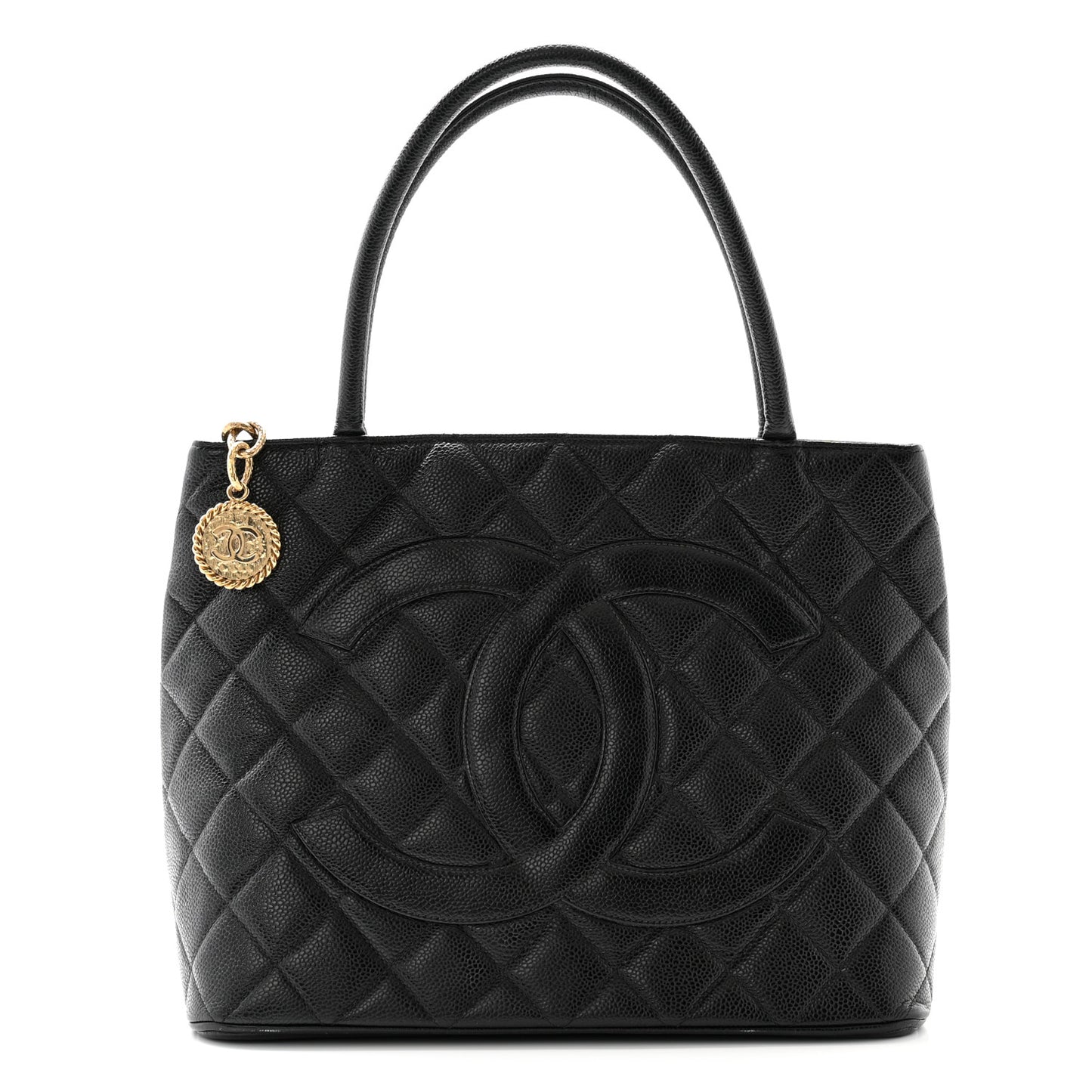 Caviar Quilted Medallion Tote Black