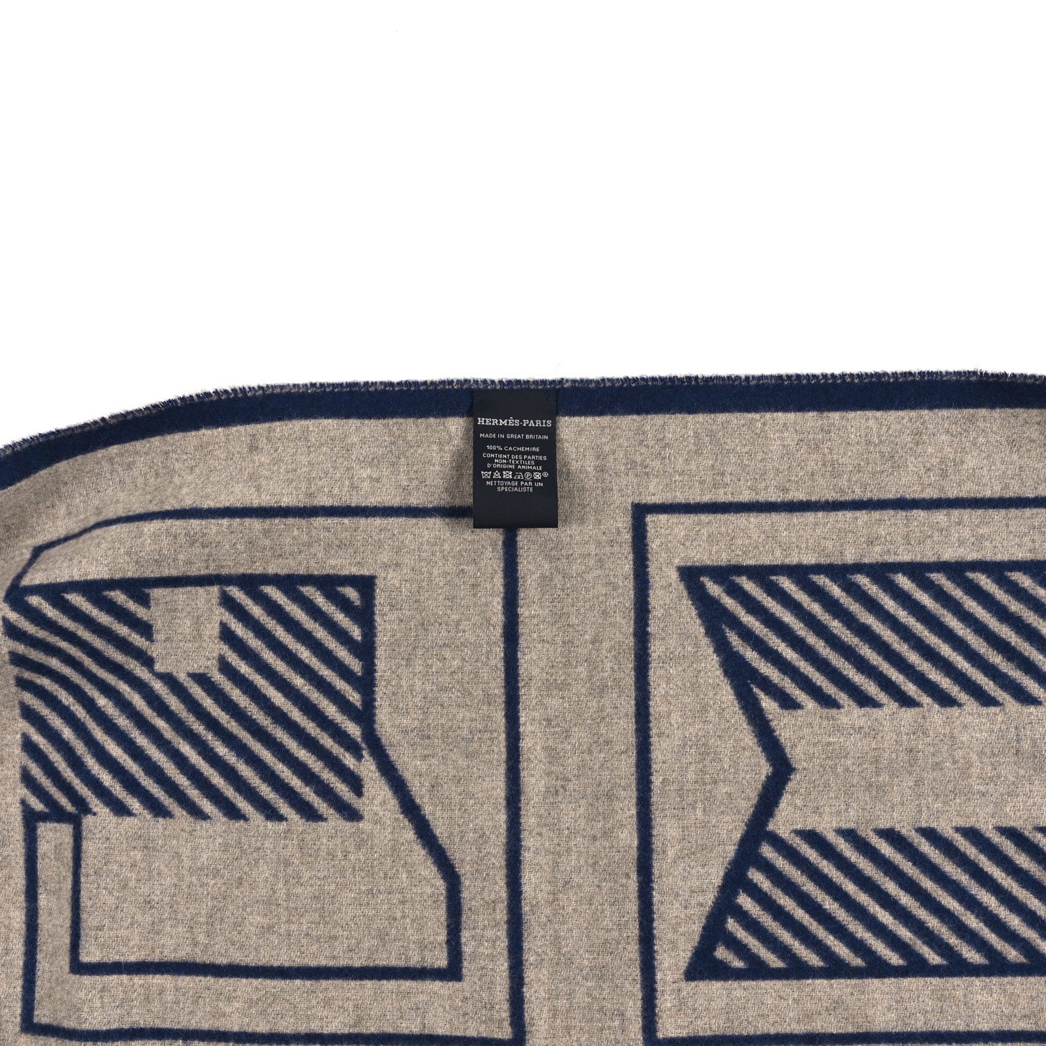 Hermes Cashmere Casaque Lettres Au Carre Scarf Encre Beige Chine
