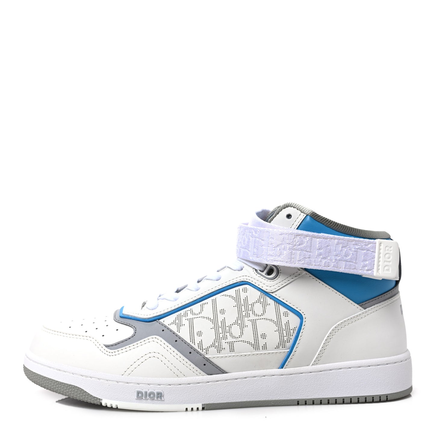Smooth Calfskin Oblique Galaxy Perforated Mens B27 Mid Top Sneakers 44 Grey Blue