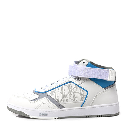 Christian Dior Smooth Calfskin Oblique Galaxy Perforated Mens B27 Mid Top Sneakers 44 Grey Blue 1 of 8