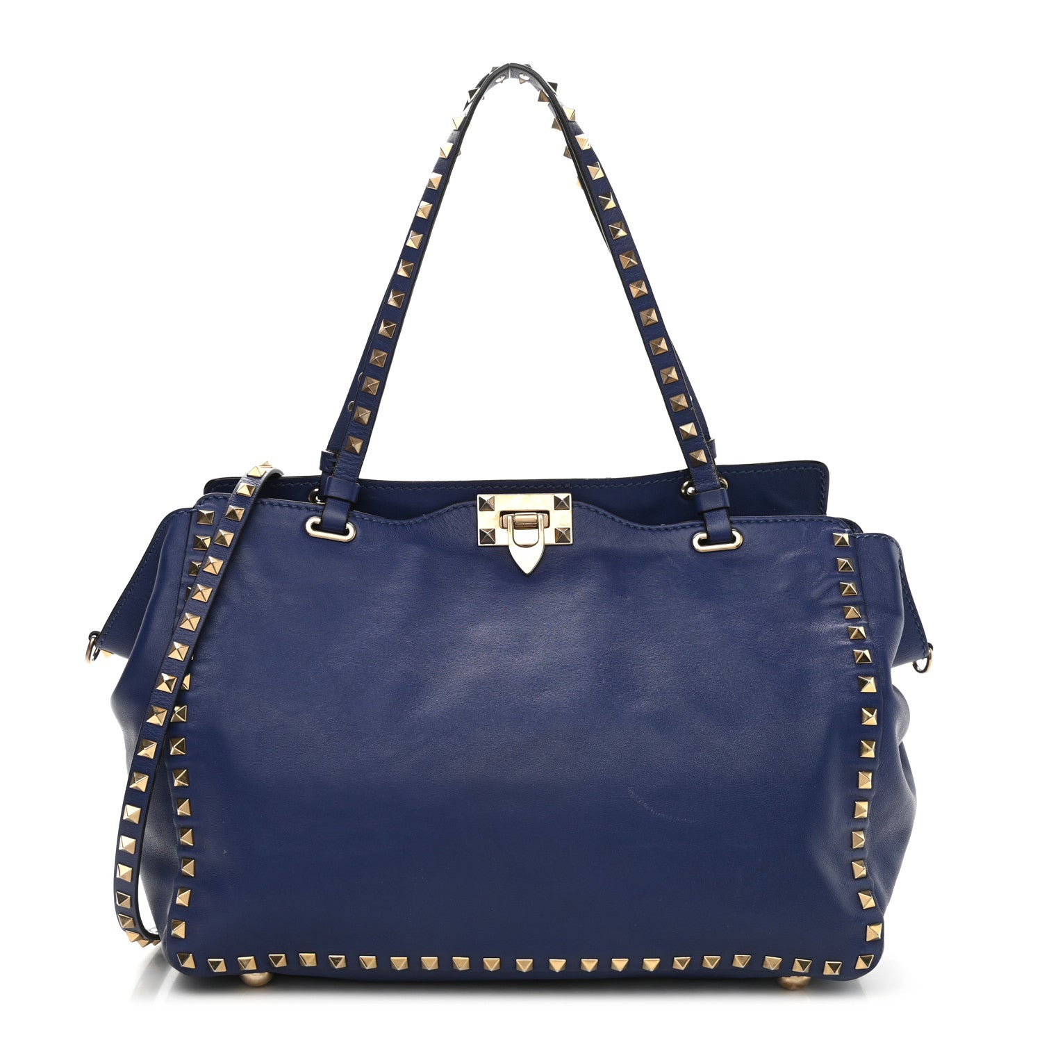 Valentino Garavani Vitello Medium Rockstud Tote Blue China 1 of 17